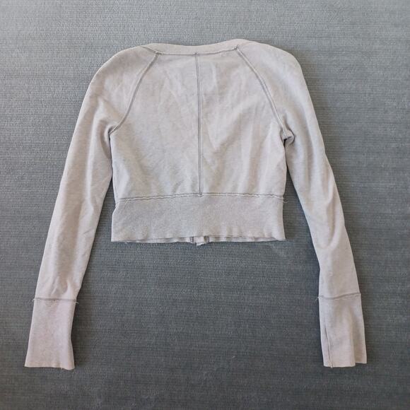 Y2K American Eagle Cardigan Sweater Women M Heather Gray Preppy Academia Knit - Picture 2 of 6